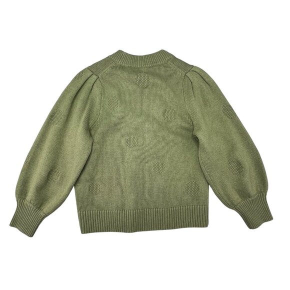 Madewell Dotted Eaton Olive Green Puff-Sleeve Pullover Sweater Medium - Picture 4 of 14